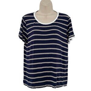 PINK REPUBLIC Juniors Sz XL Ringer Tee Blue Striped Short Sleeve Shirt